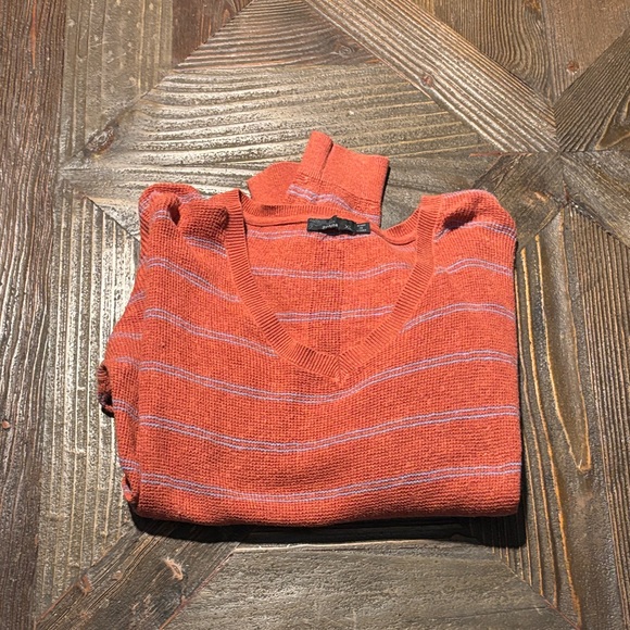 Prana Milani v neck waffle knit sweater with “gingerbread stripe” color. - Picture 9 of 9